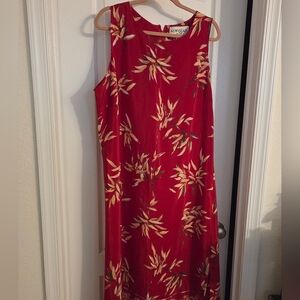 Red Floral Sleeveless Dress